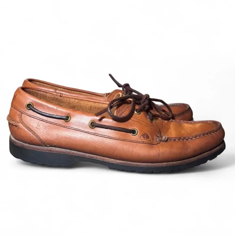 Florsheim Outdoorsman Brown Leather Boat Shoes Men’s 10.5 Moc Toe Casual